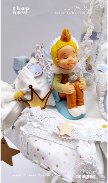 Lumanare botez Le Petit Prince cu figurina Micul Print lucrata manual 10